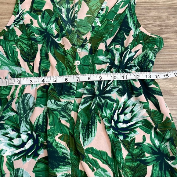 Guess Green & Pink Tropical Leaf Print Three Button Duster Cardigan - Picture 9 of 13